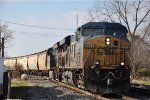 Eastbound grain train comes off the C&O onto the B&O